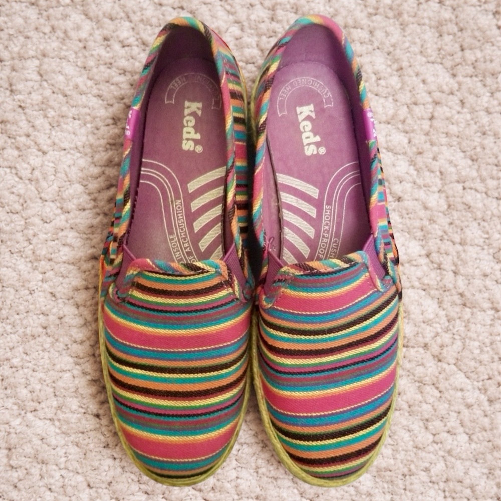 Keds Multi-Colored Striped Espadrille Flat Slip-on Loafer Shoes Size 6 *SALE*